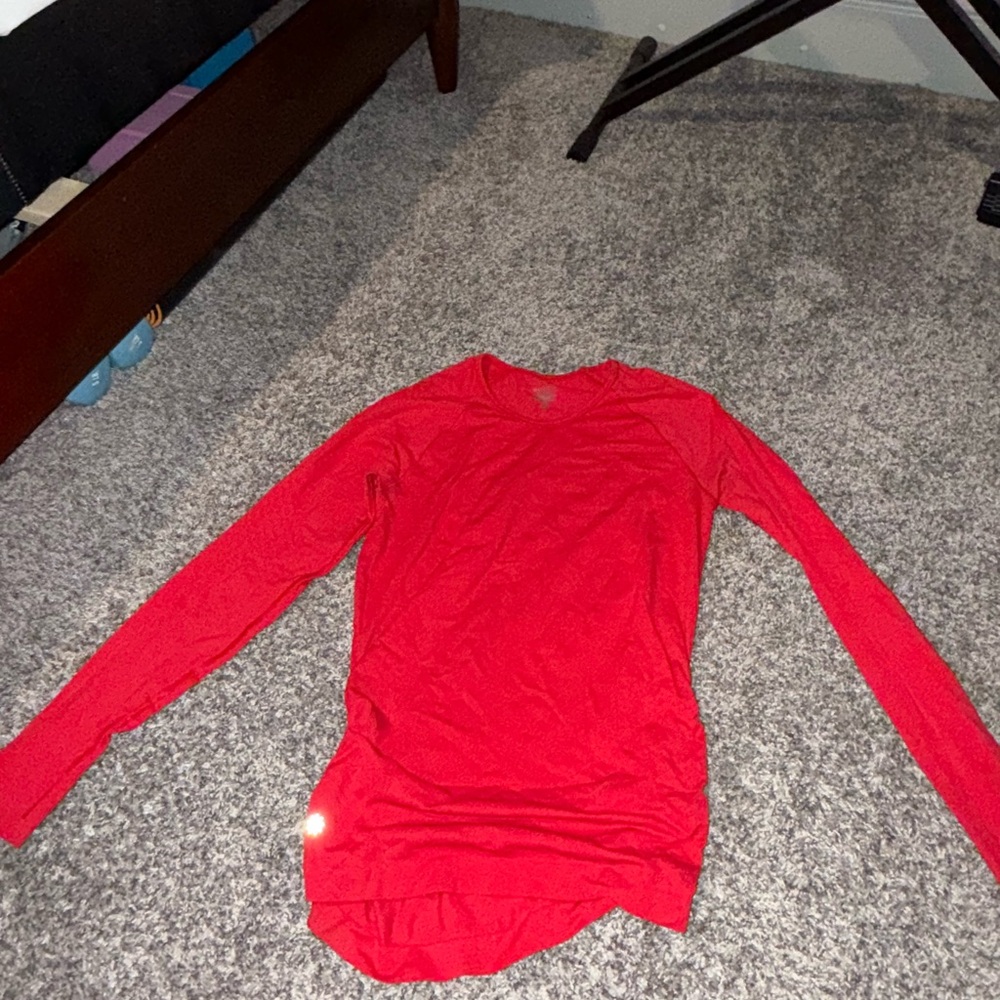 Red Athletic Long Sleeve Top